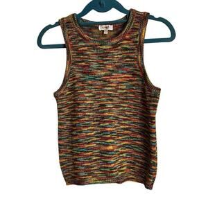 A. Peach Tank Top Womens Medium Multicolor Space Dye Crew Neck Knit Pullover